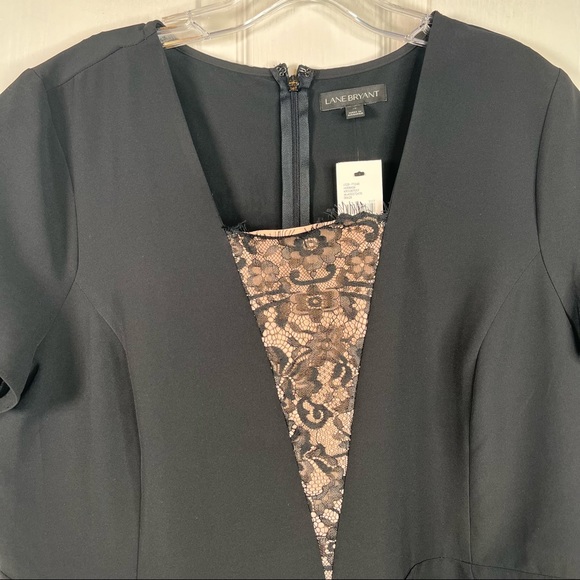 Lane Bryant Black Blouse Lace Vneck Front Sz 16 NWT - Picture 3 of 15